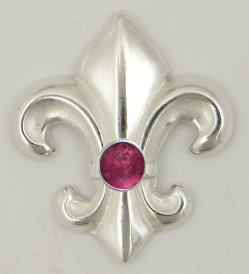 Sterling Silver And Pink Tourmaline Fleur de Lis Post Stud Earrings